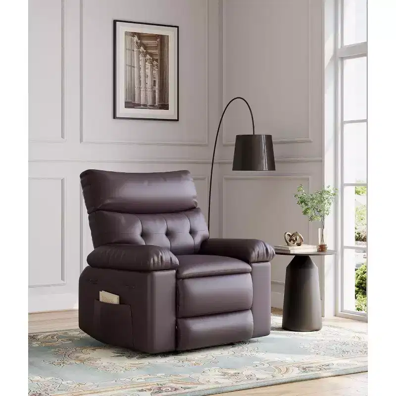 Oversized Recliner Chair for Adults - PU Leather Recliner Sofa with High-Density Foam, Wide Seat & Smooth Manual Recline