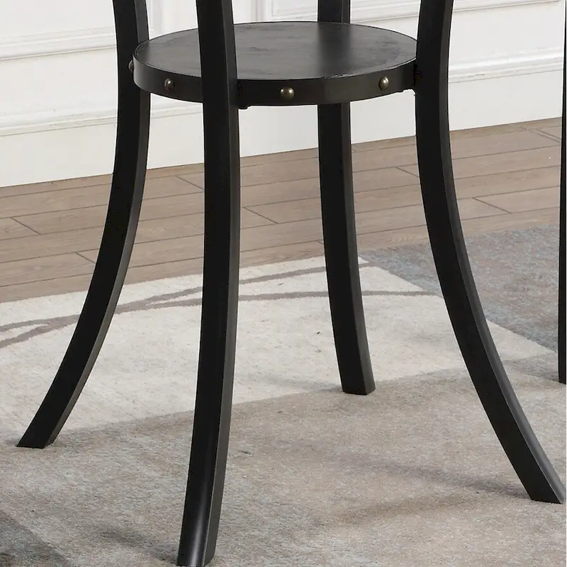 Modern Style 3-Piece Dining Set with Round Bar Table and 2 Nailhead Pub Chairs