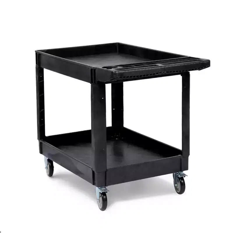 45 x 25-Inch 2-Tier Rolling Utility Cart with Lipped Shelves, 550 lbs Capacity, Heavy-Duty Wheels