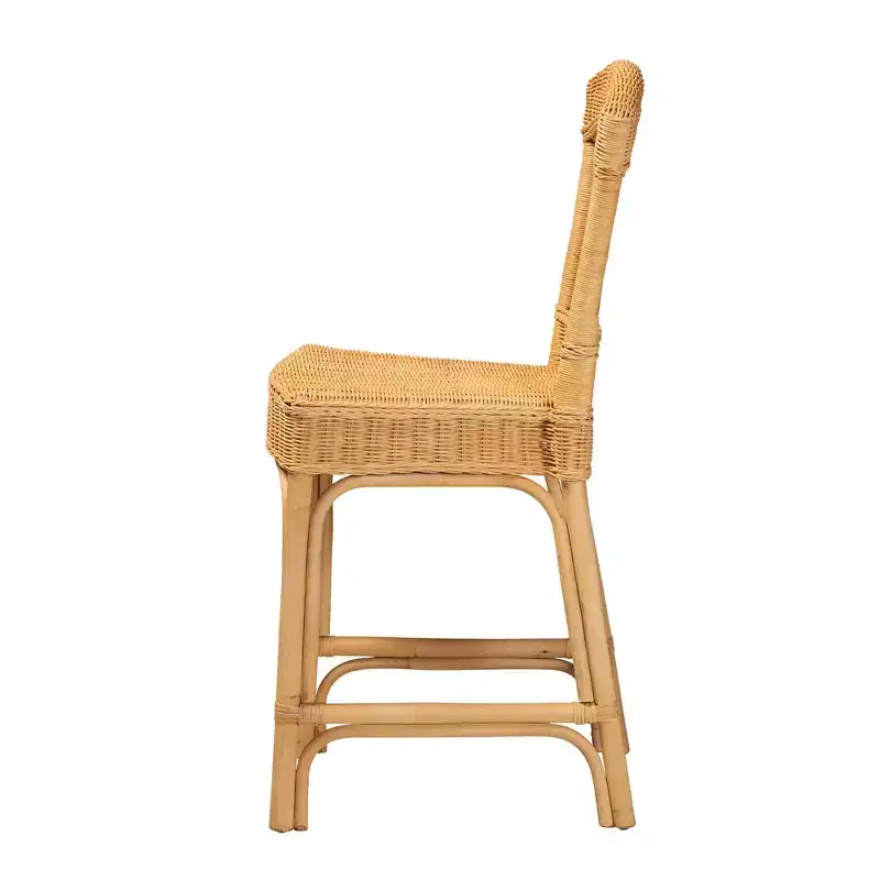 bali & pari Barito Natural Rattan Counter Height Barstool: Bohemian Design, No Assembly Required