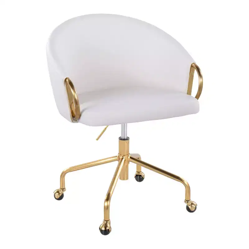 Claire Task Chair Gold/White PU