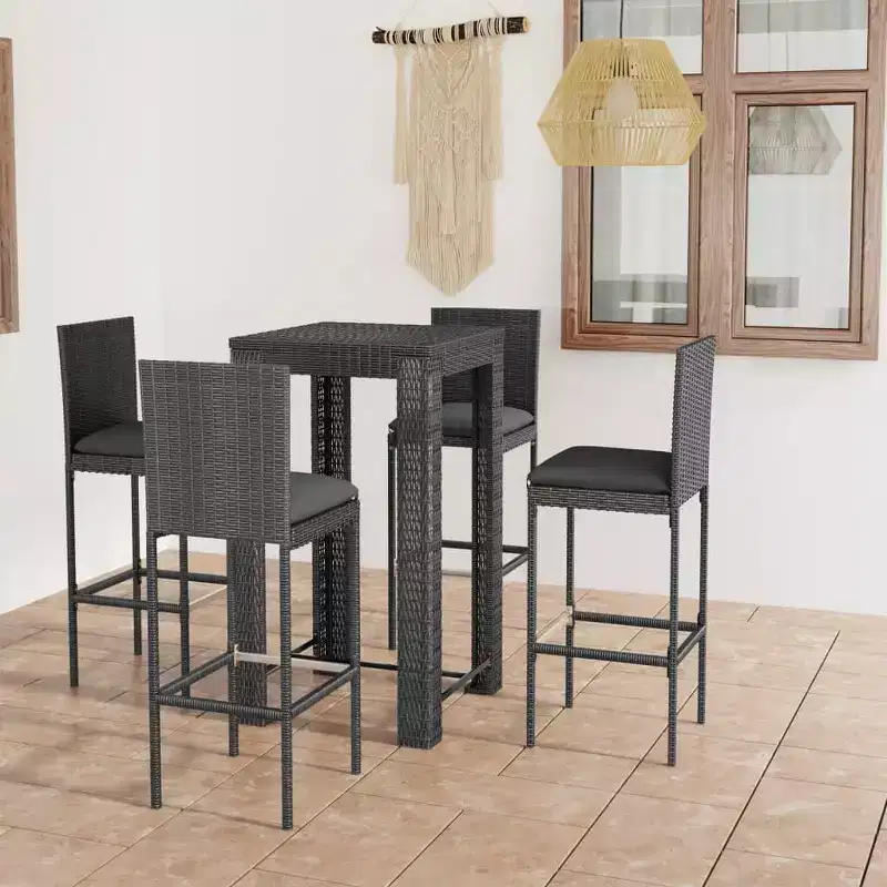 vidaXL Patio Bar Set Footrest Outdoor Bar Set Square Contemporary