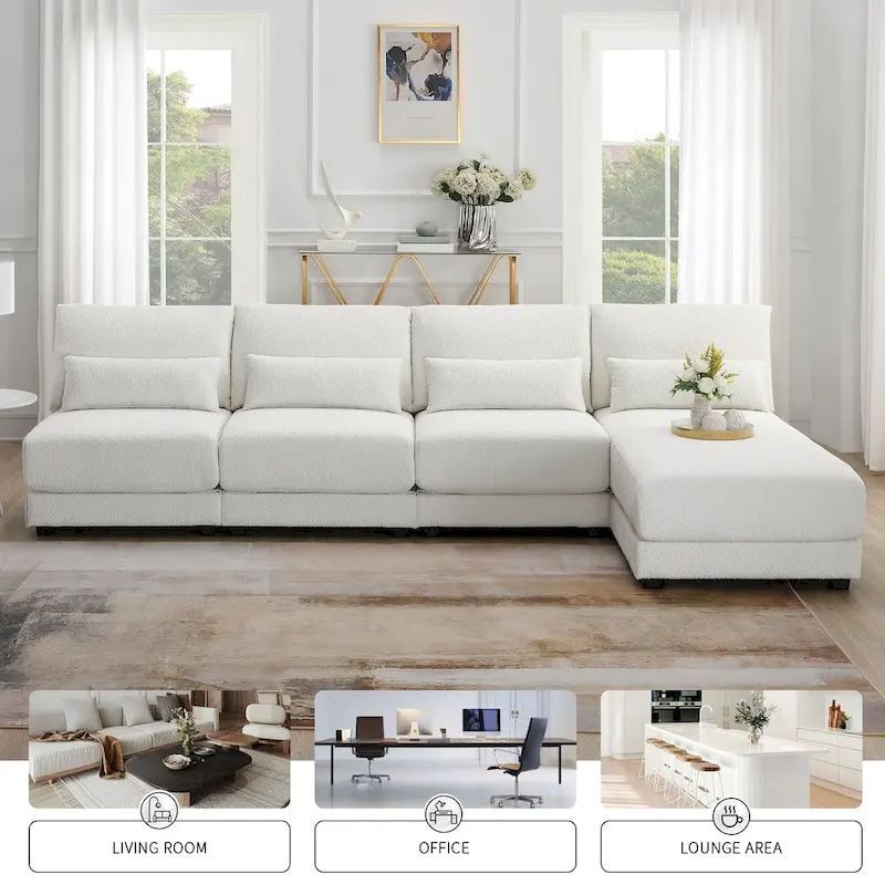 Convertible L-shaped Couch,Wide Seat Sectional Sofa wReversible Chaise
