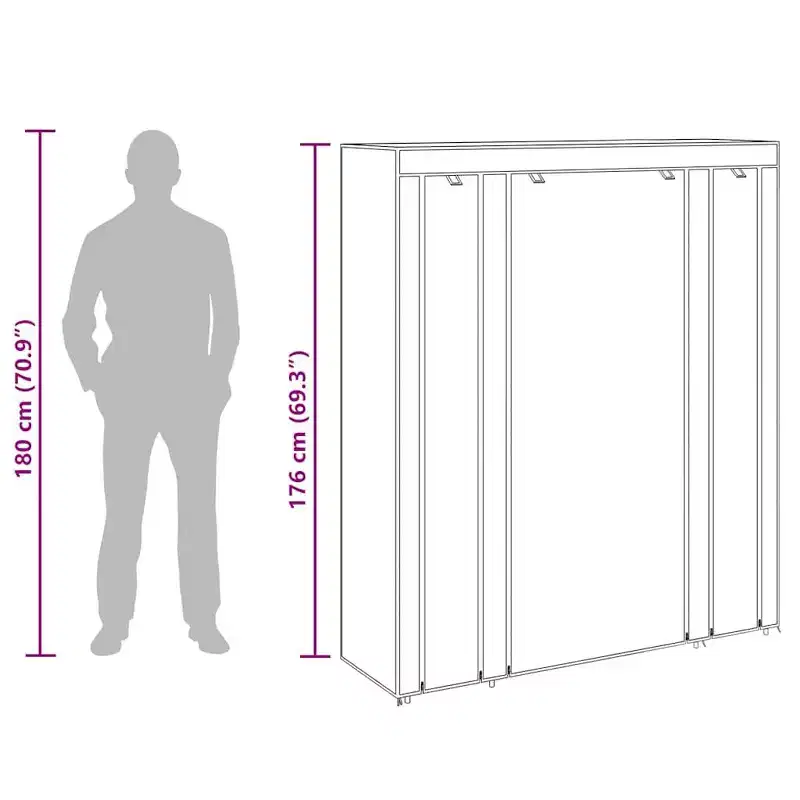 vidaXL Cabinet Black Non-woven Fabric, Iron Collapsible Fabric Wardrobe