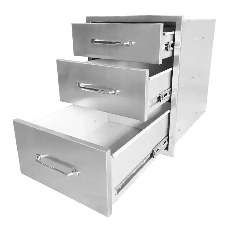 18W x 23H x 23D Inch Outdoor Kitchen Stainless Steel Double Access Drawers Combo for BBQ Island or Grill Station