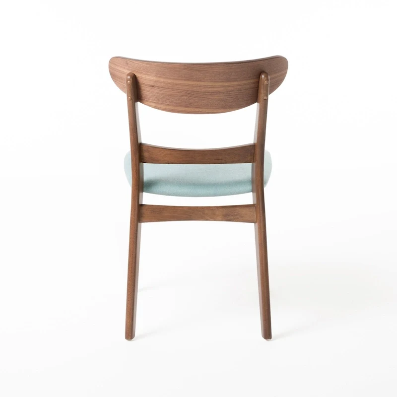 Mid-Century Modern Upholstered Rubberwood Dining Chair (Set of 2)