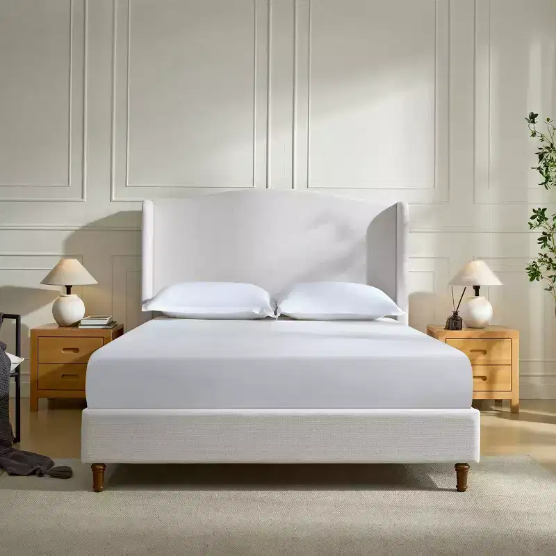 Chenille Upholstered Wingback Platform Bed Frame with 54