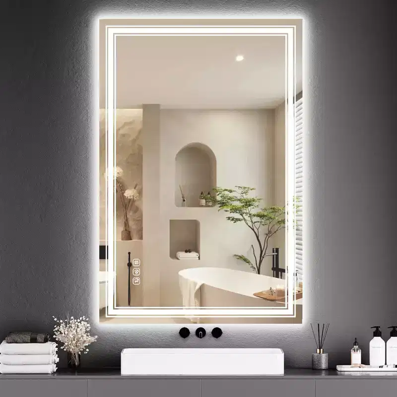 LED Backlit & Front-Lit Bathroom Mirror with Anti-Fog & Dimming