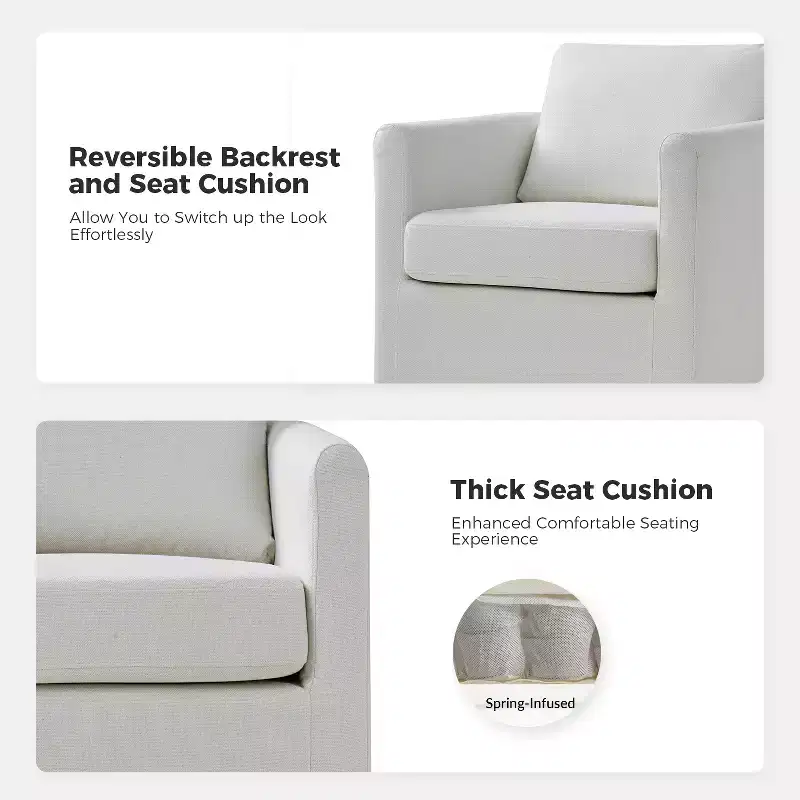Bernhard Slipcovered Swivel Chair with textured fabric and flared armrests| HULALA HOME