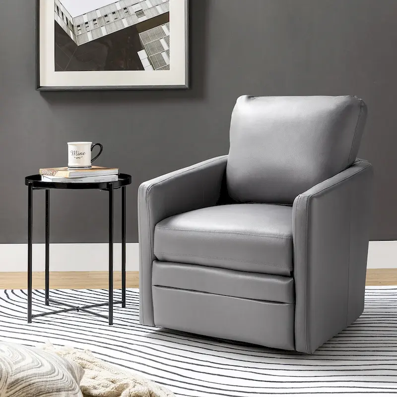 Navy/Turquoise/Green/Camel/Brown/Black/Ivory/Grey Faux Leather Swivel Barrel Accent Chair — 1-Seat