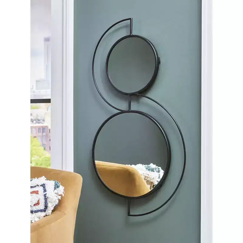Signature Design by Ashley Shayham Contemporary Wall Accent Mirror with Black Frame