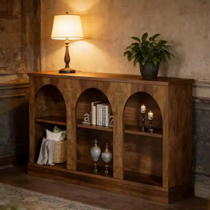 Console Table, Farmhouse Entryway Table with 3 Tier Storage
