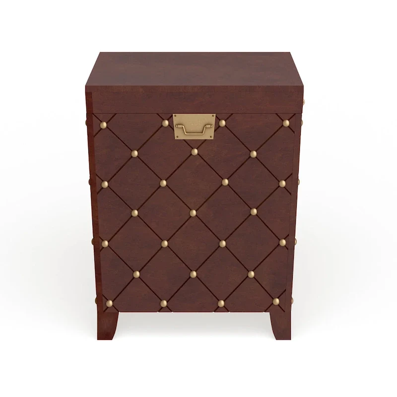 Espresso Nailhead Accent End Table Trunk with Storage - Pine and MDF