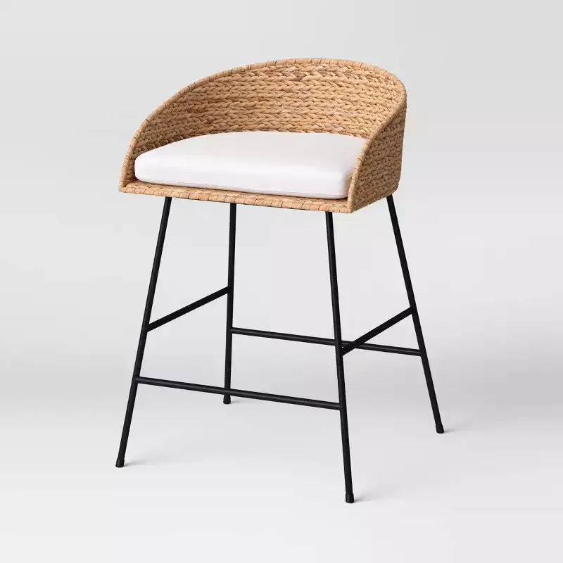 24" Landis Wicker Backed Counter Height Barstool with Cushion and Footrest White/Black- Threshold™
