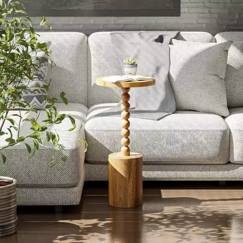 Round Pedestal Accent Table – Wood, Brown