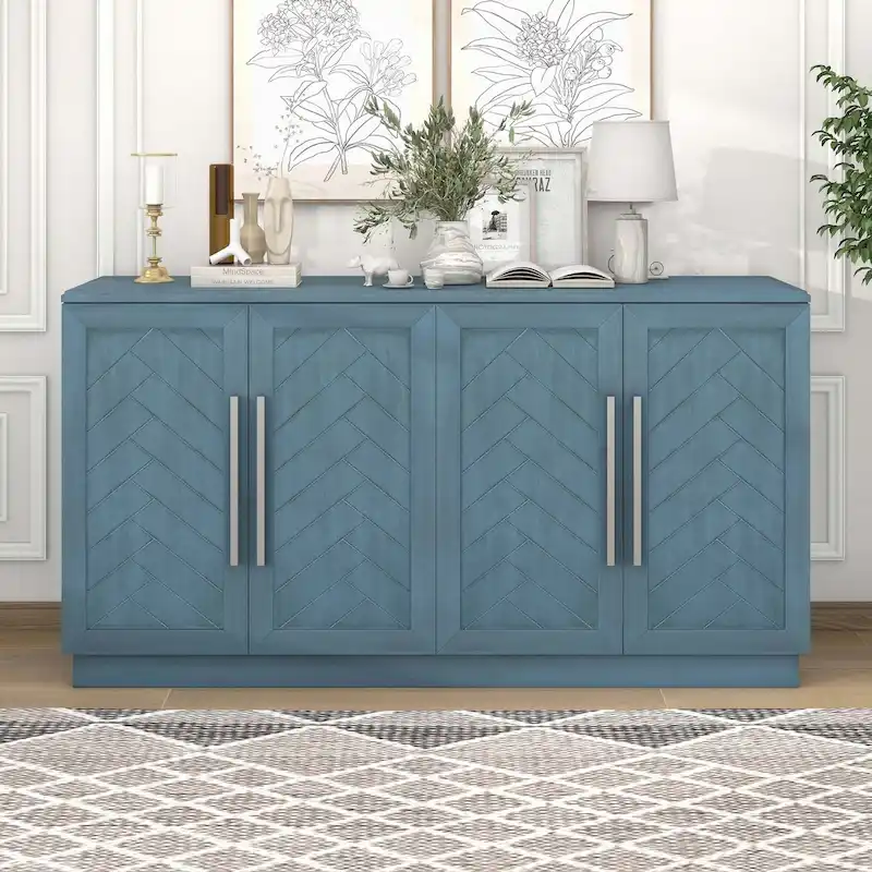 Sideboard with 4 Doors Large Storage Space with Adjustable Shelves