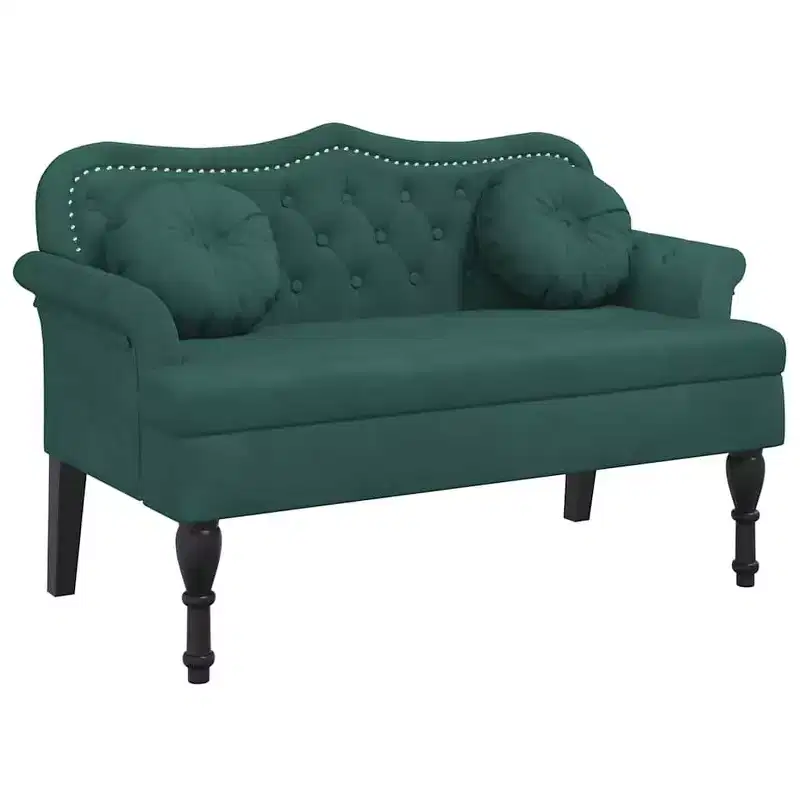 Bench with Cushions Dark Green 47.4x25.6x29.5 Velvet
