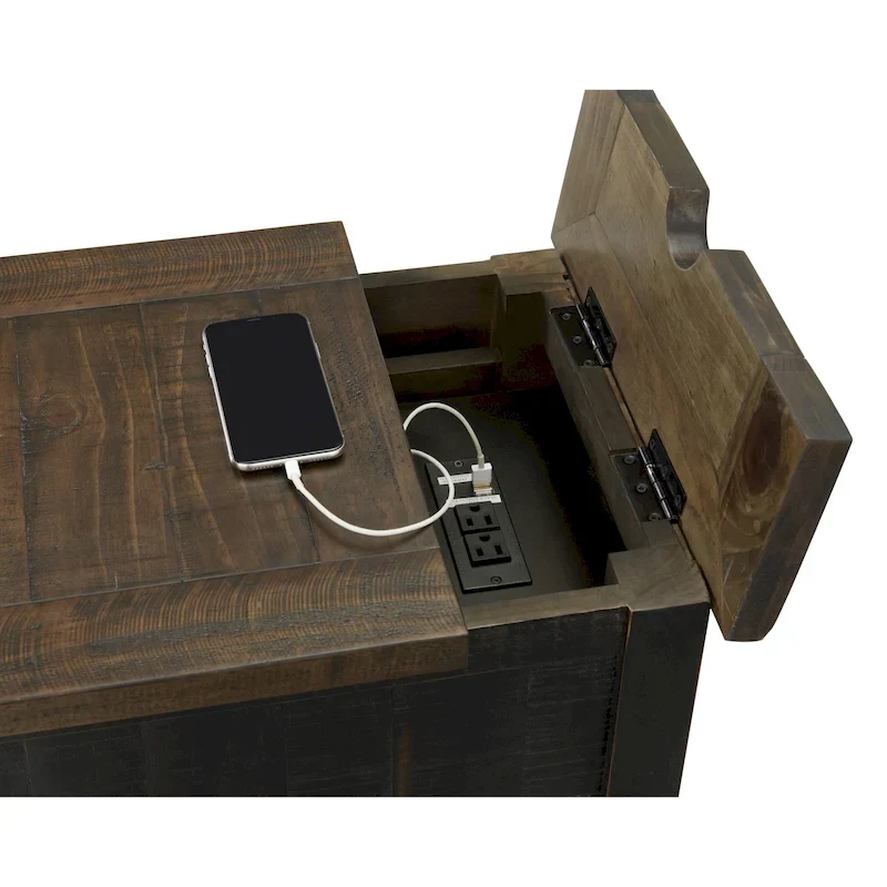 Monterey Solid Wood Chairside End Table with Hidden Power Outlets
