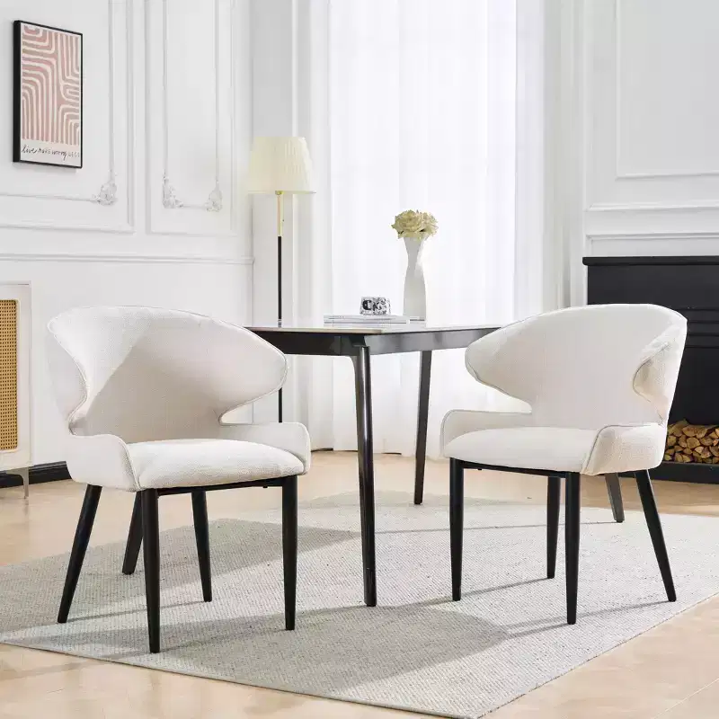 GDFStudio Nellie Modern Upholstered Dining Chairs with Curved Back