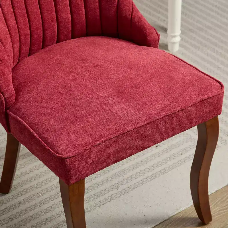 CLIHOME Set of 2 Rayon Cloth Flocking Linen Dining Chairs Channel Kitchen Dinner Chair Comfy Fabric Upholstered Accent Chair