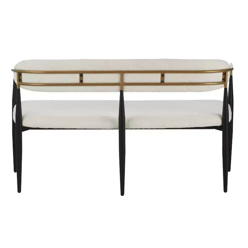 Christopher Knight Home Piper Modern Iron Frame Upholstered 55" Loveseat with Open Curved Back Black/Gold Boucle