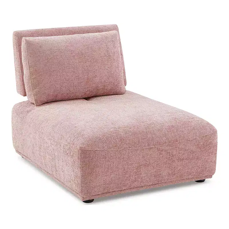 HOMES: Inside + Out Povoa Modern Modular Armless Chair Chenille with Extendable Backrest Pink