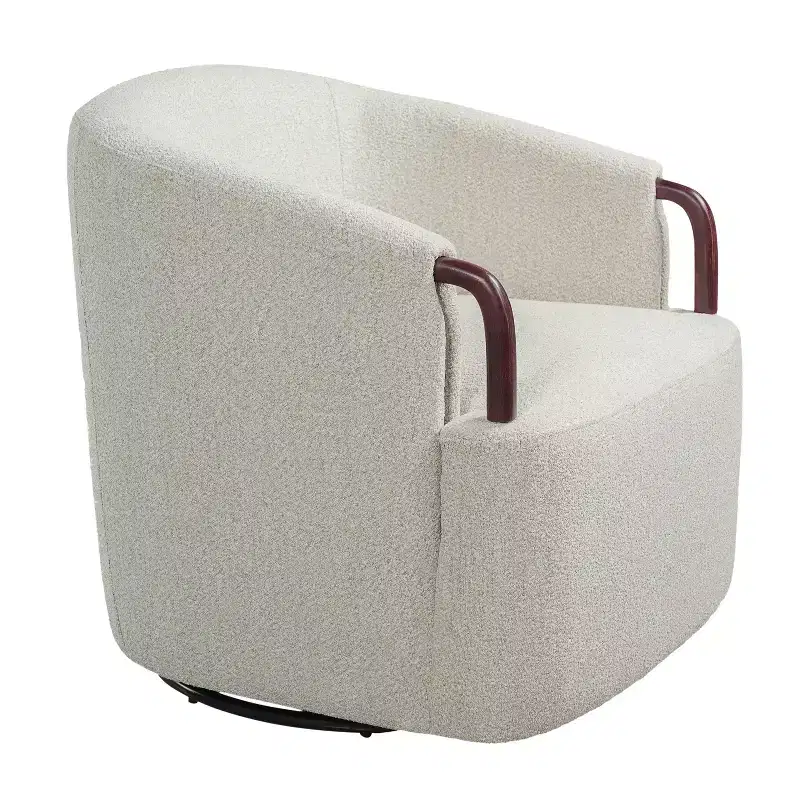 360Swivel Barrel Chair Accent Chair Upholstered Armchair Ergonomic Reading Chair Comfy Vanity Chair with Curved Backrest