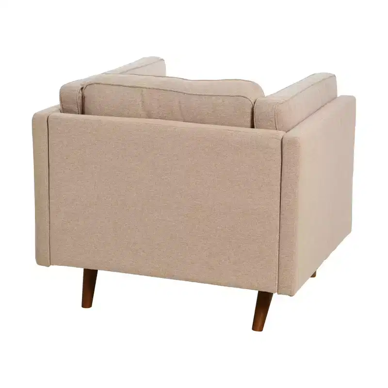 Modern Upholstered High Sided Arm Chair with Solid Wood Legs