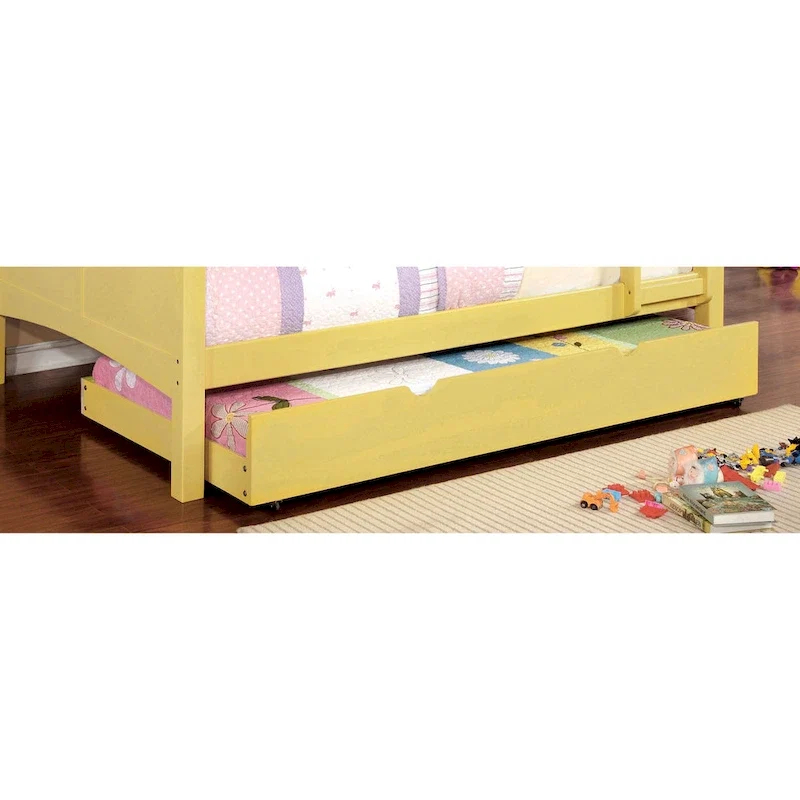 Modern Twin Size Solid Wood Pull-Out Trundle Bed, Space-Saving Guest Bed Frame