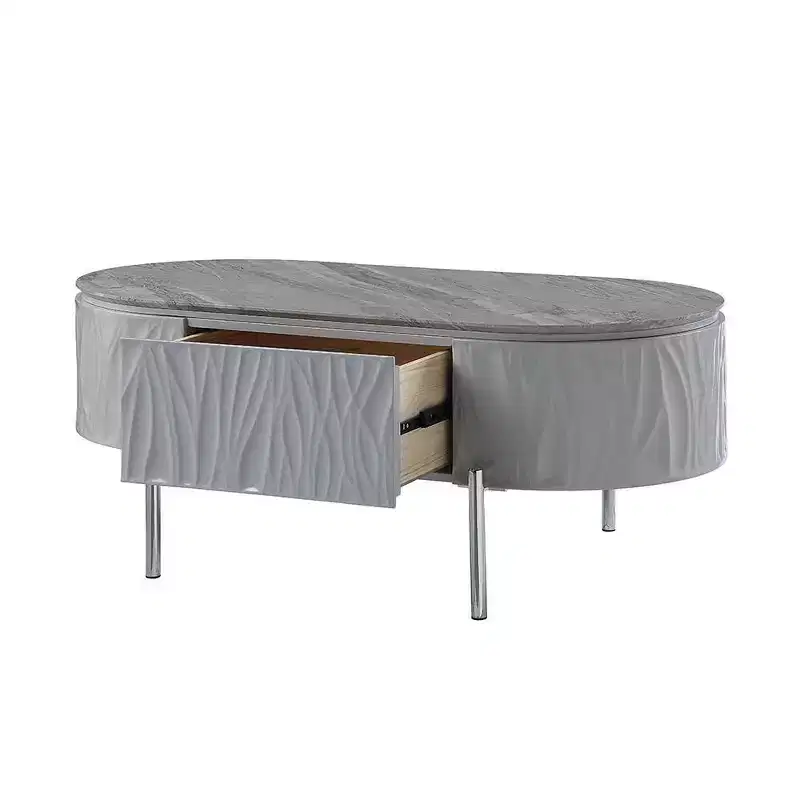 Acme Furniture Yukino Coffee Table Gray/Chrome Finish