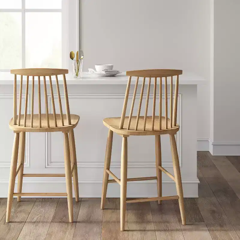 24-Inch High-Back Windsor Counter Stool with Footrest