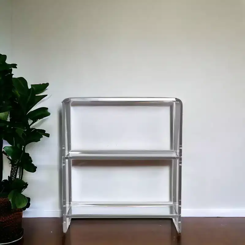 HomeRoots 25 Clear Plastic Two Tier Bookcase
