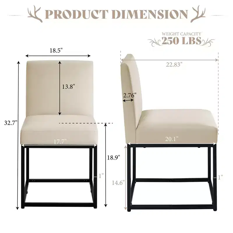 AMERLIFE Mid Century Linen Dining Chairs Set of 6, Modern Upholstered Dinner Chairs