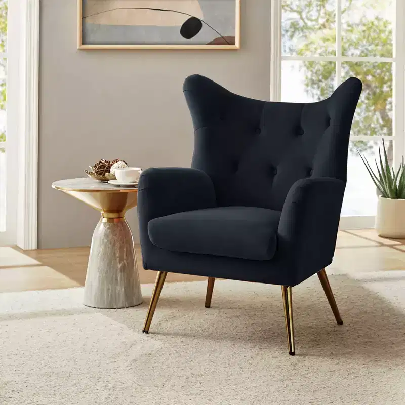Godefroy Modern Upholstery Accent Chair velvet with Wingback | Karat Home