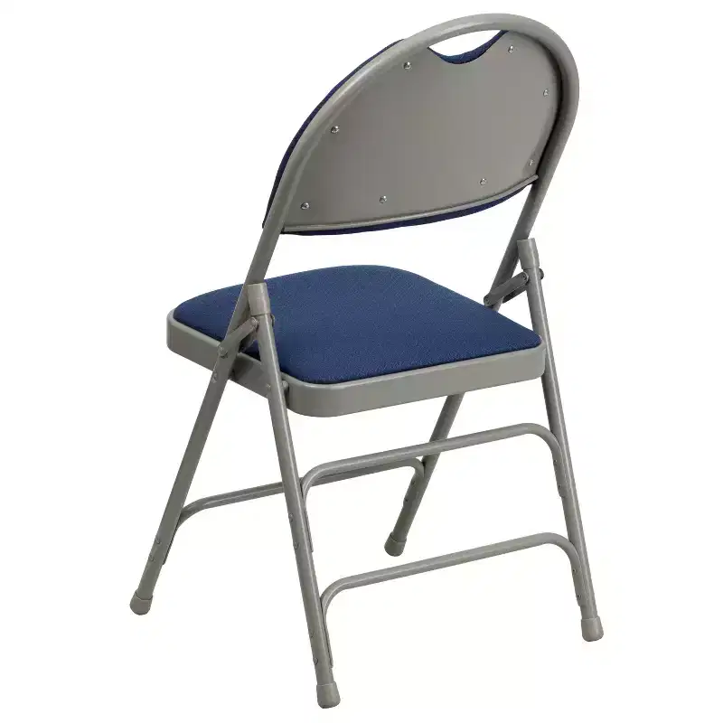 Extra Large Ultra-Premium Triple Braced Metal Folding Chair with Easy-Carry Handle