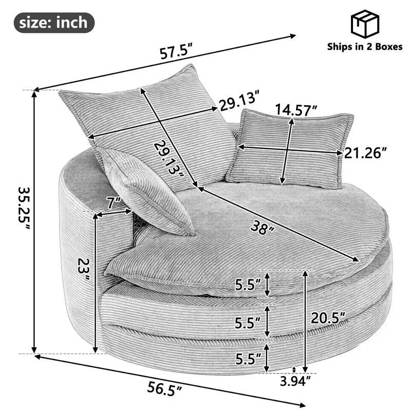 360 Swivel Barrel Chair with Dual-Layer Cushion Design