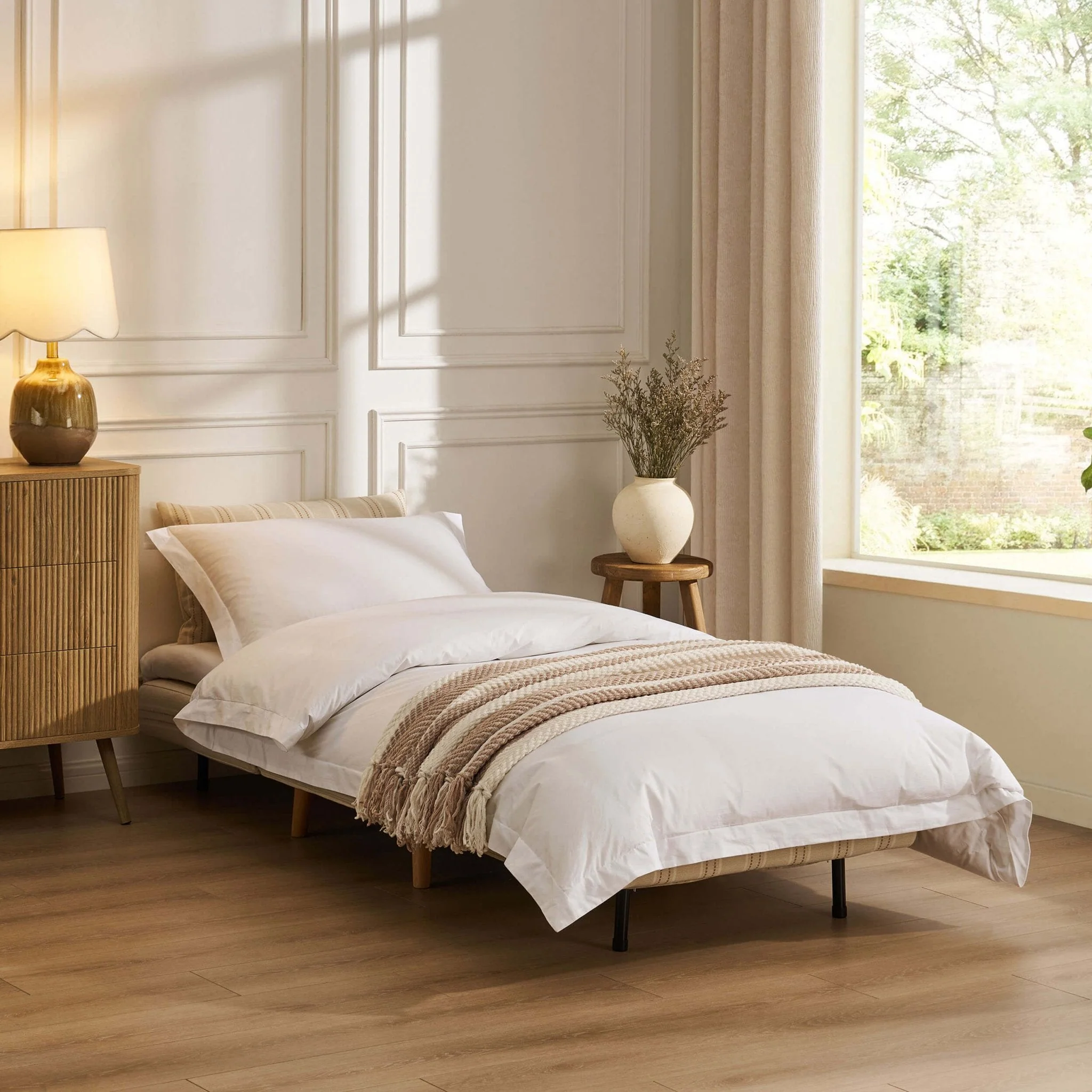 Single Sofa Bed - Natural Stripe