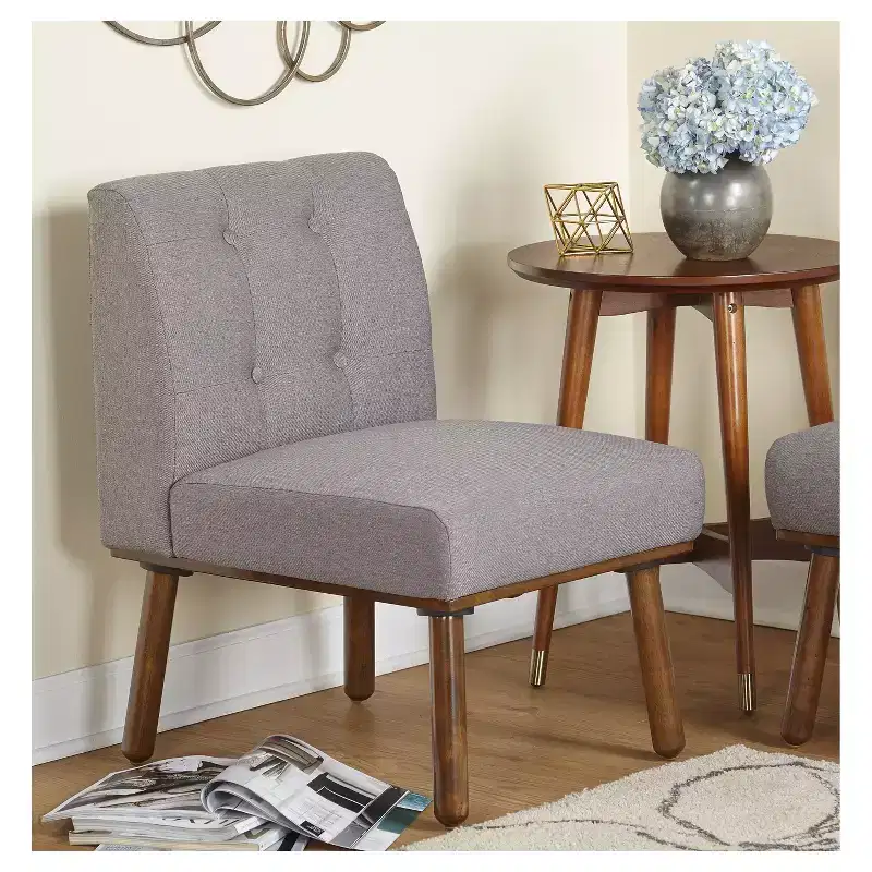 Buylateral 4pc Playmate Mid Century Modern Upholstered Breakfast Nook Dining Set Walnut Versatile Upholstered Furniture, Rubberwood