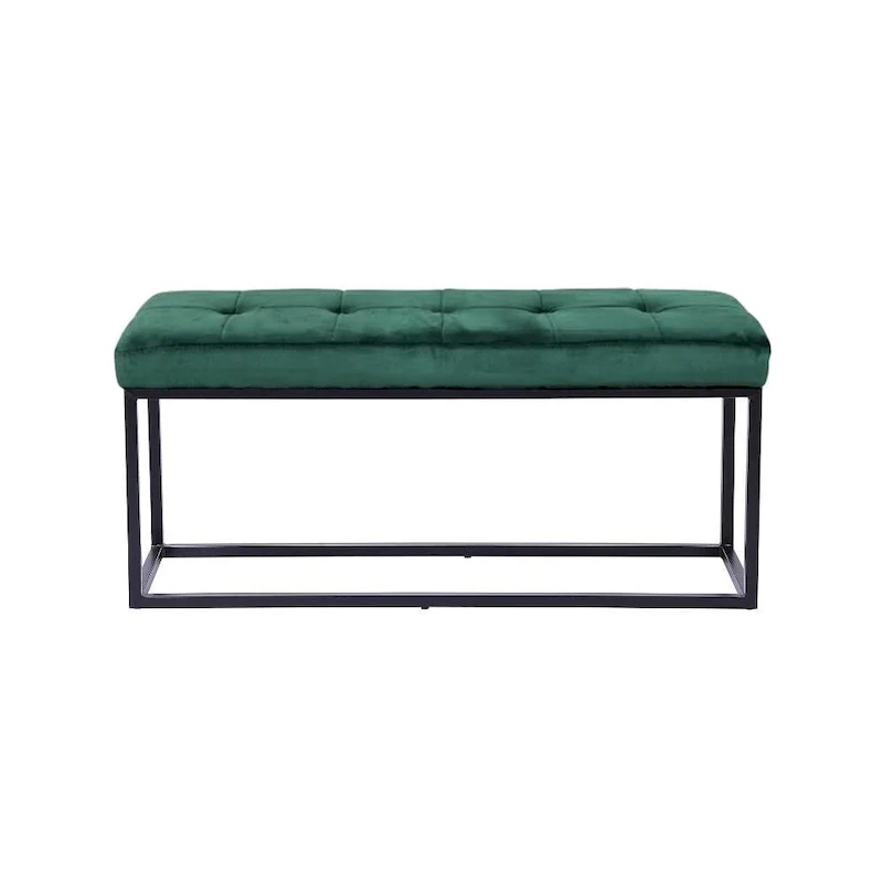 Matte Black Stainless Steel Frame Bench with PU Leather Seat