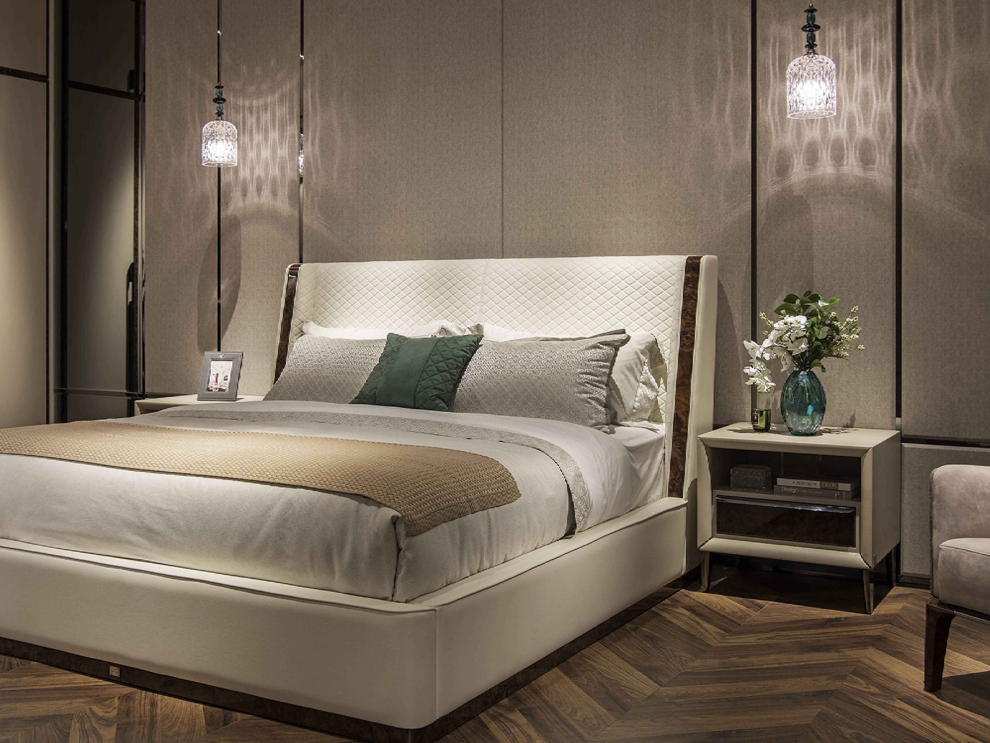 High Classic Leather Bedside Nightstand for Elegant Bedrooms