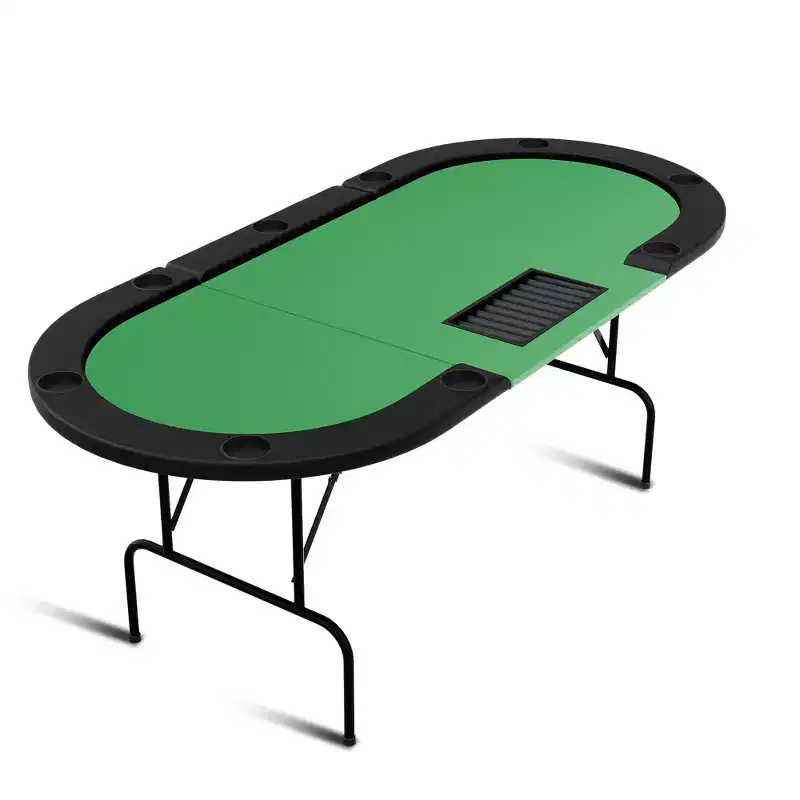 Poker Game Table - 1 Iron Leg, 9 Hole Ring Design, Durable Build, Smooth Playing Surface, Perfect for Poker Games