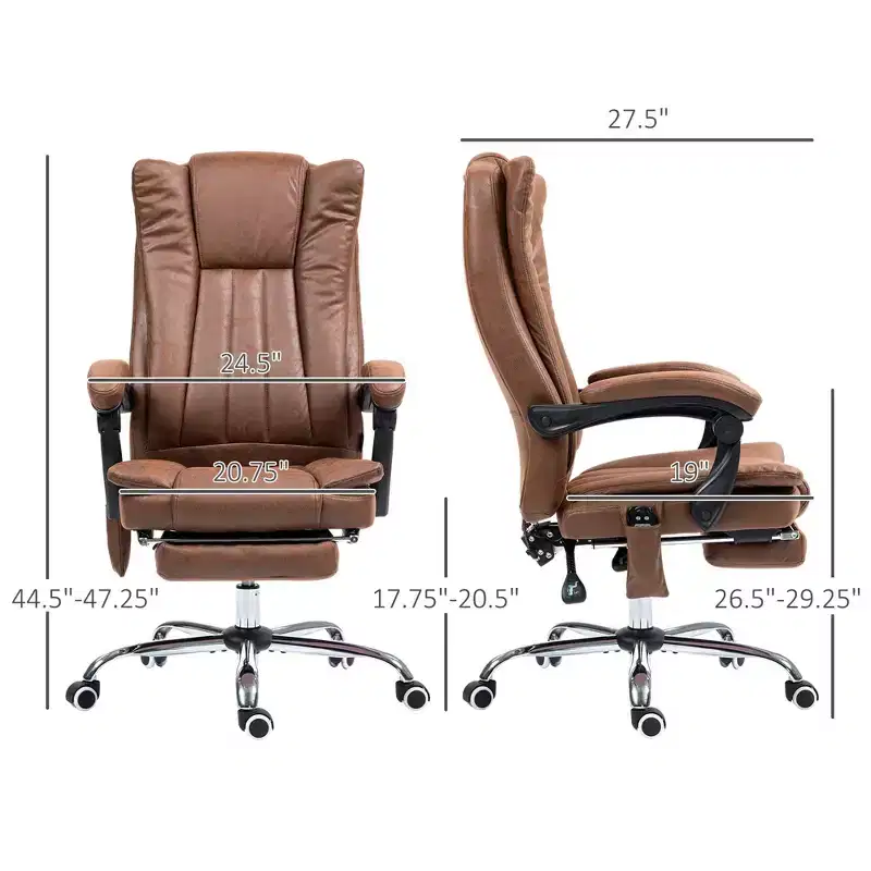 Massage Office Chair with 6 Points and Heat, Reclining Computer Chair with Adjustable Height and Footrest