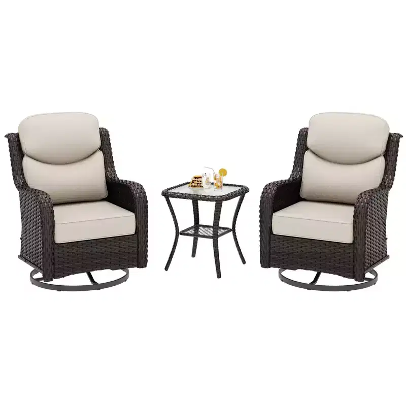UPTIOT 2-person Outdoor Rattan Seating Group With Cushions