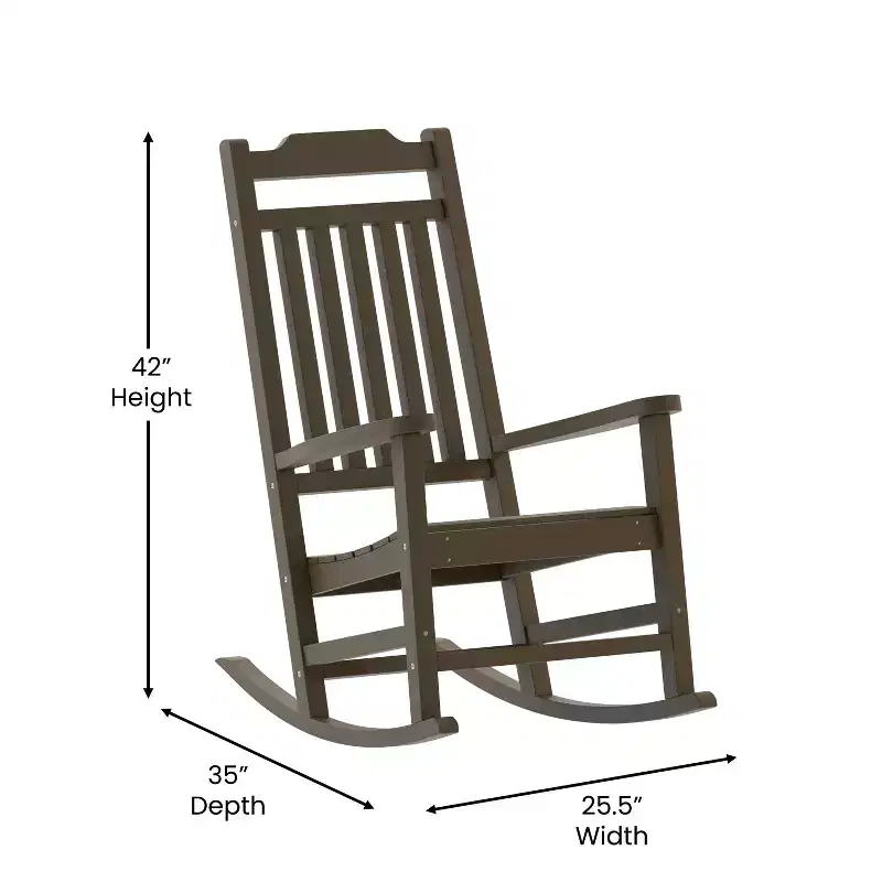Emma and Oliver All-Weather Rocking Chair in Faux Wood - Patio and Backyard Furniture