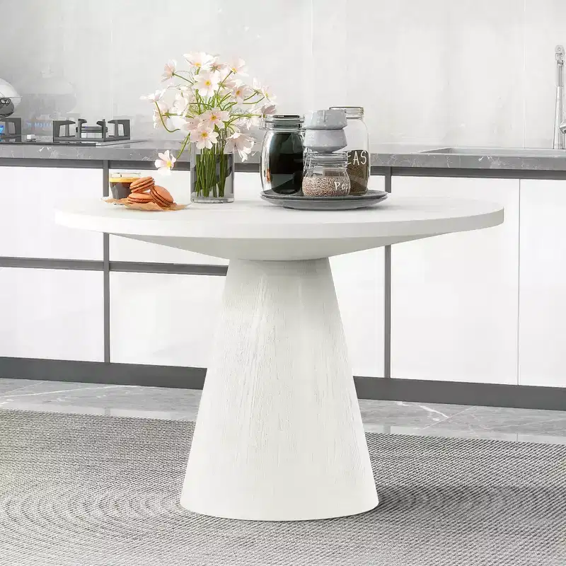 Whisen Retro Wood Top Frustum Pedestal Dining Table