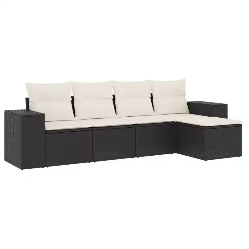 vidaXL 5 Piece Patio Sofa Set with Cushions Brown Poly Rattan