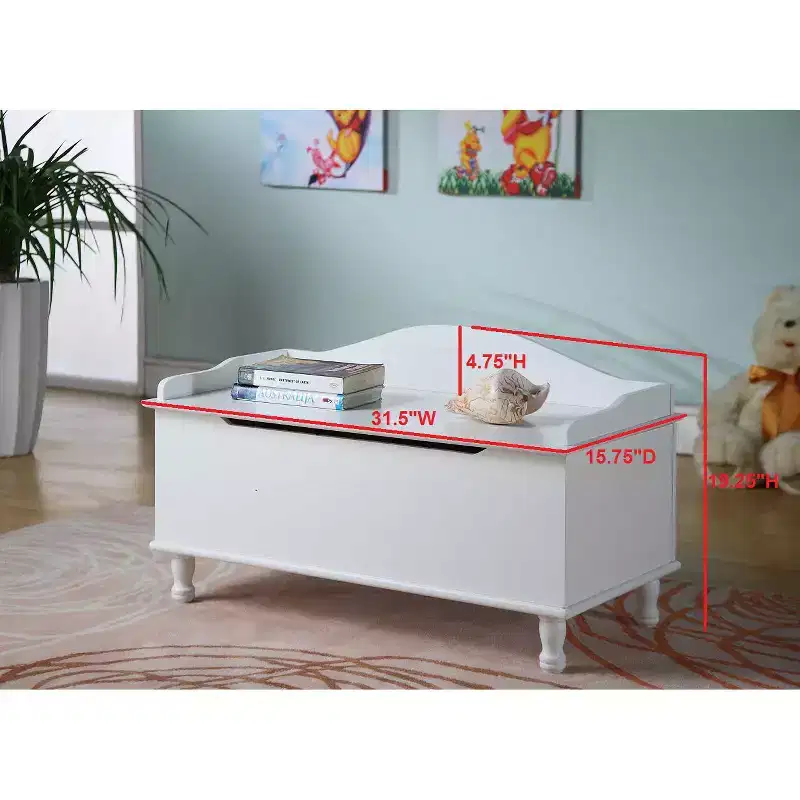 Storage Bench Toy Chest, White