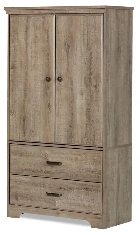 Bedroom 2-Drawer Chest with Storage Cabinet, 33.75W x 63.5H, Made in Canada