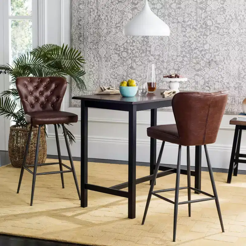 Aster Mid-Century Modern Tufted Bar Stool (Set Of 2) - FOX1703 - Safavieh Couture