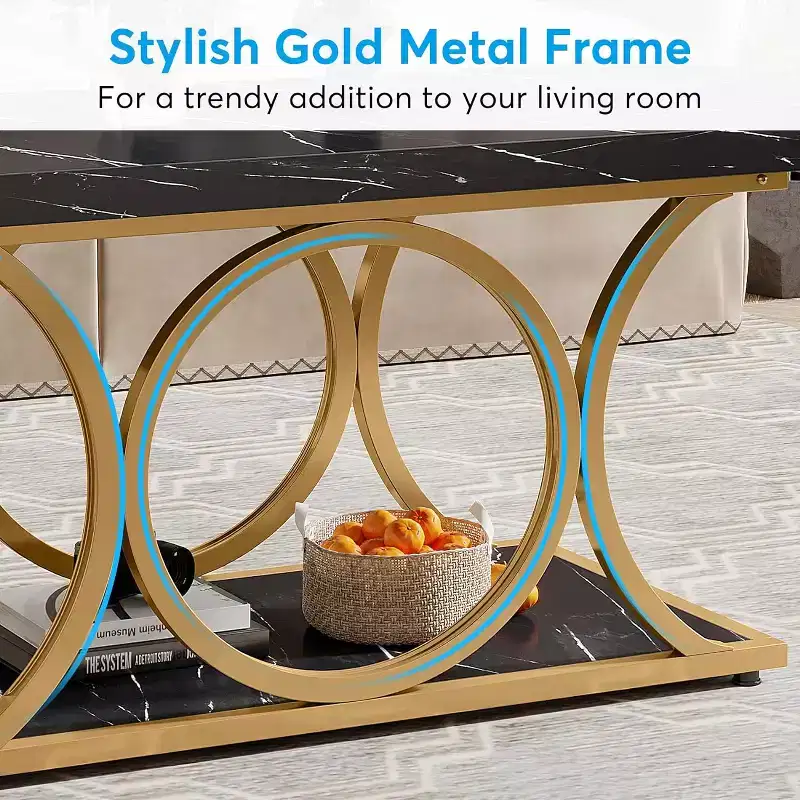 Lantine 47.24-inch 2-Tier Rectangle Coffee Table